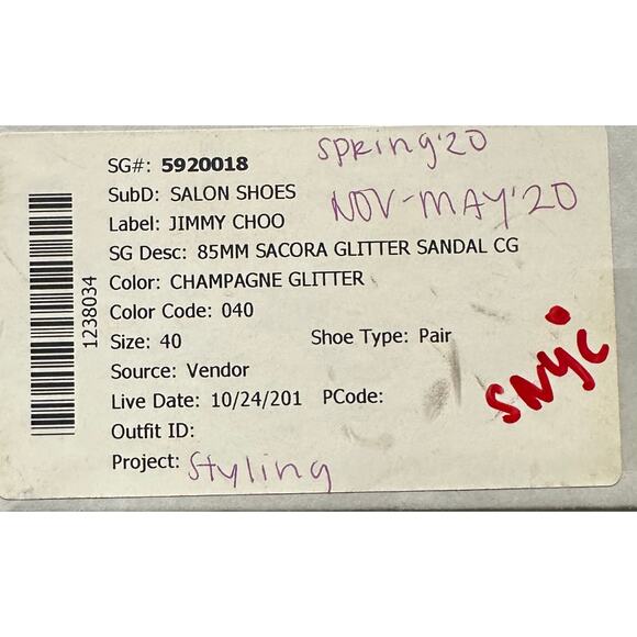 Jimmy Choo Women Sacora 85mm Glitter Sandals in Champagne - Picture 8 of 9